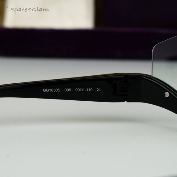 NEW Gucci GG1650S 005 Shiny Black Green Unisex Shield Mask Sunglasses GG GG 1650 - Picture 5 of 7